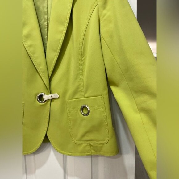 Y2K Pale Lime Green NYGARD Blazer with Silver Hoop Details Size 10 2000s Vibe - Picture 3 of 6